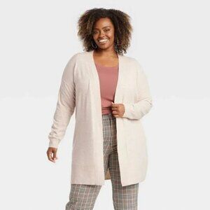 Women's Layering Cardigan - Ava & Viv Oatmeal 1X (18)